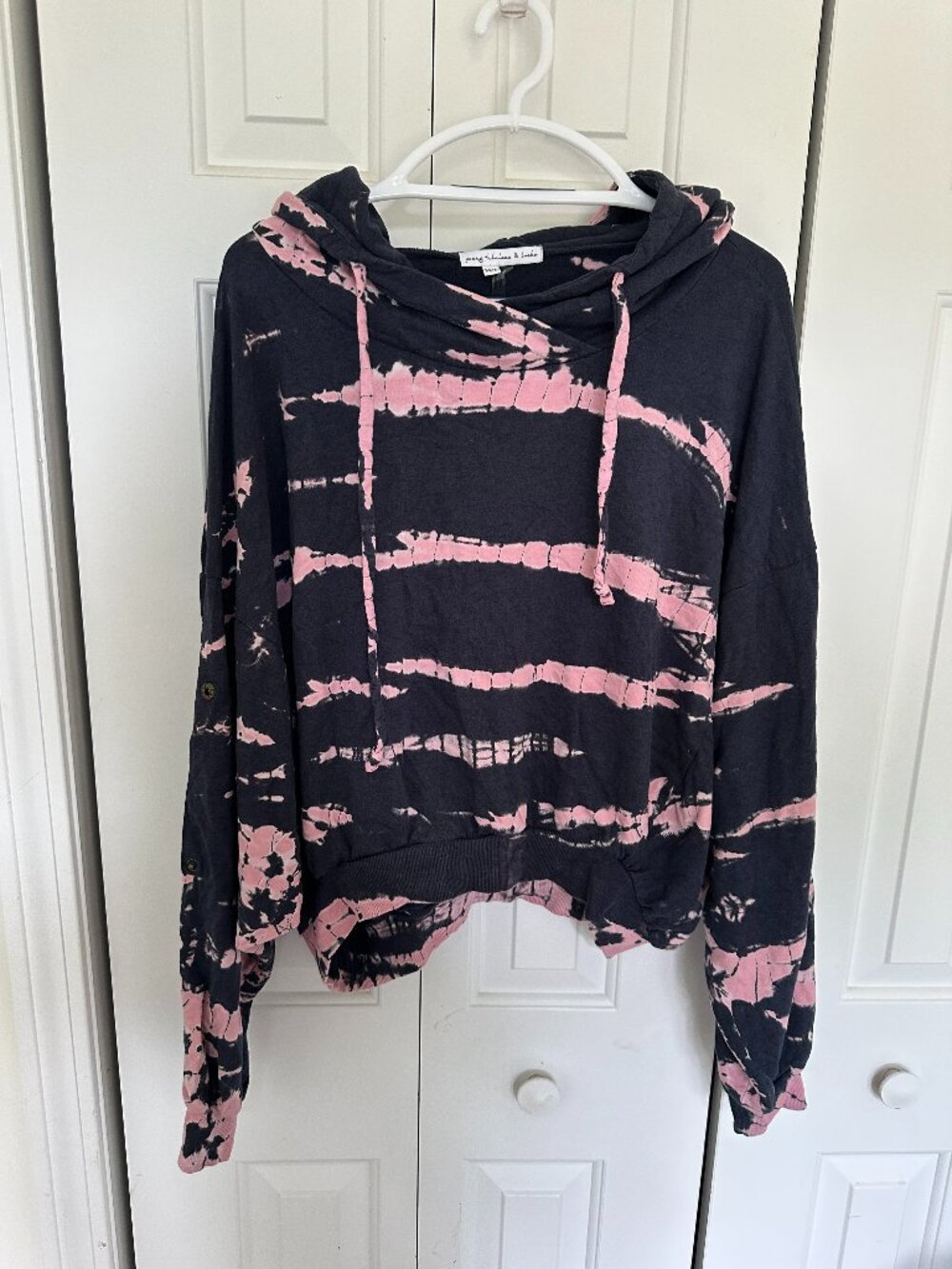 Young Fabulous & Broke Raissa Tie Dye Hoodie Sweatshirt Navy & Pink M/L
